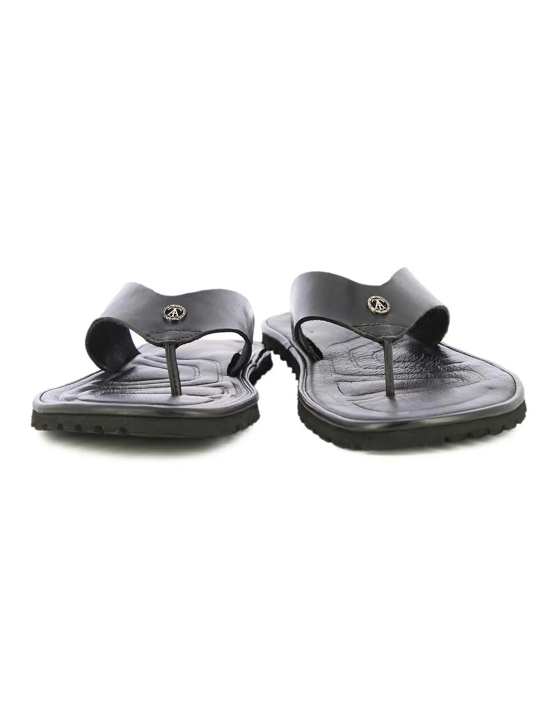 Alberto Torresi Mens Black Teddy Wide Bar Slippers