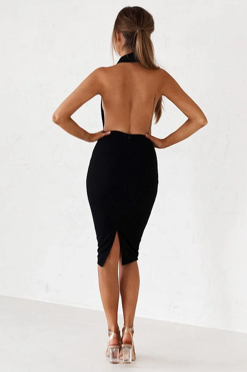 Backless Midi Dress - Black