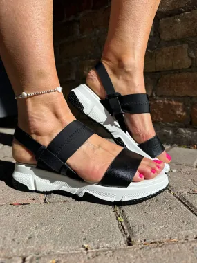 Black Double Strap Comfort Sandal