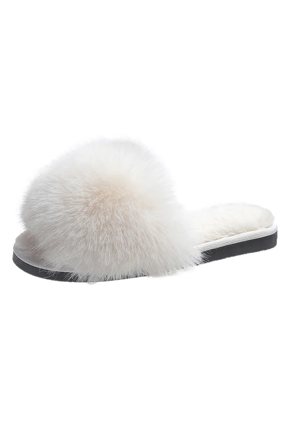 Black Fur Slide Slippers