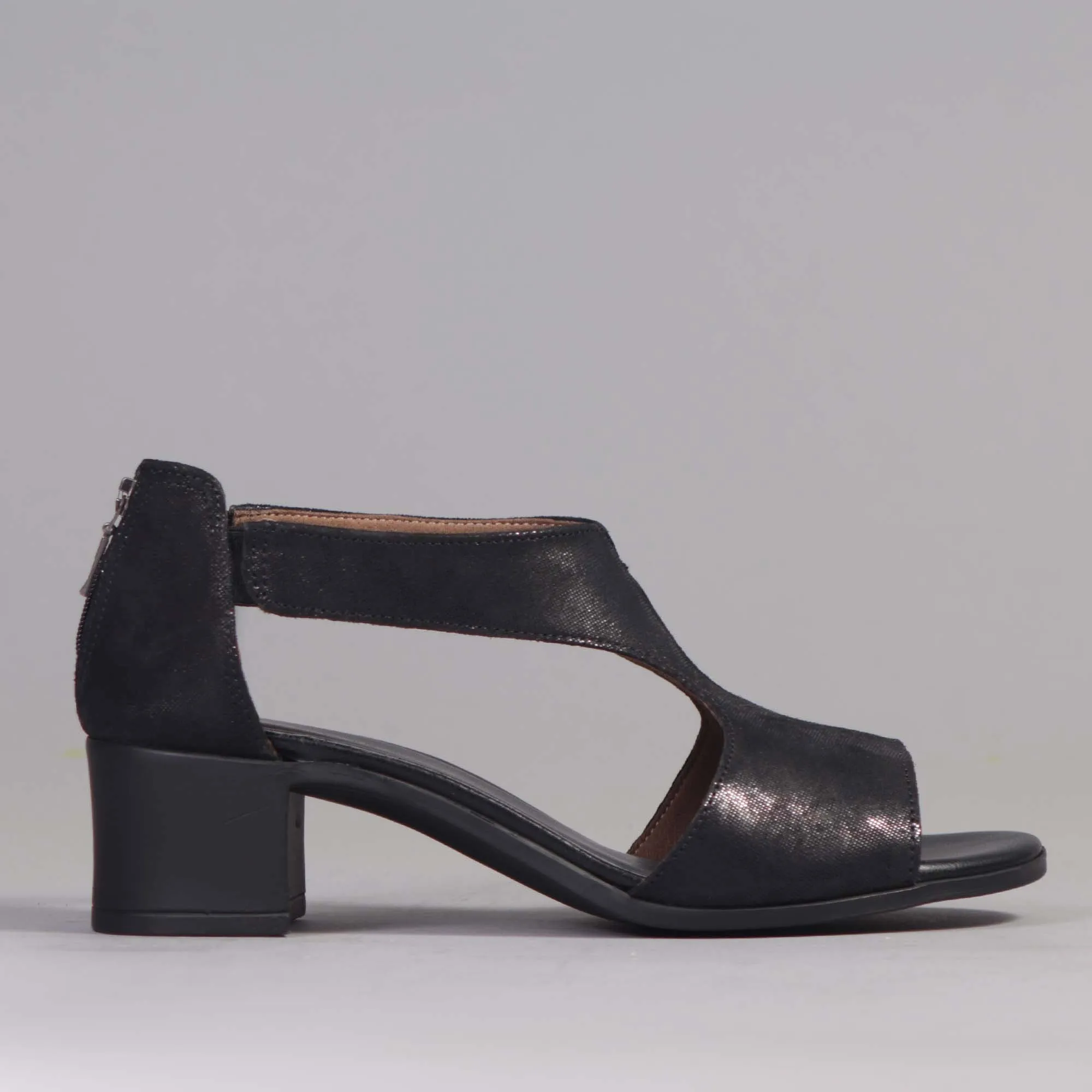 Block Heel T-Bar in Black - 12580