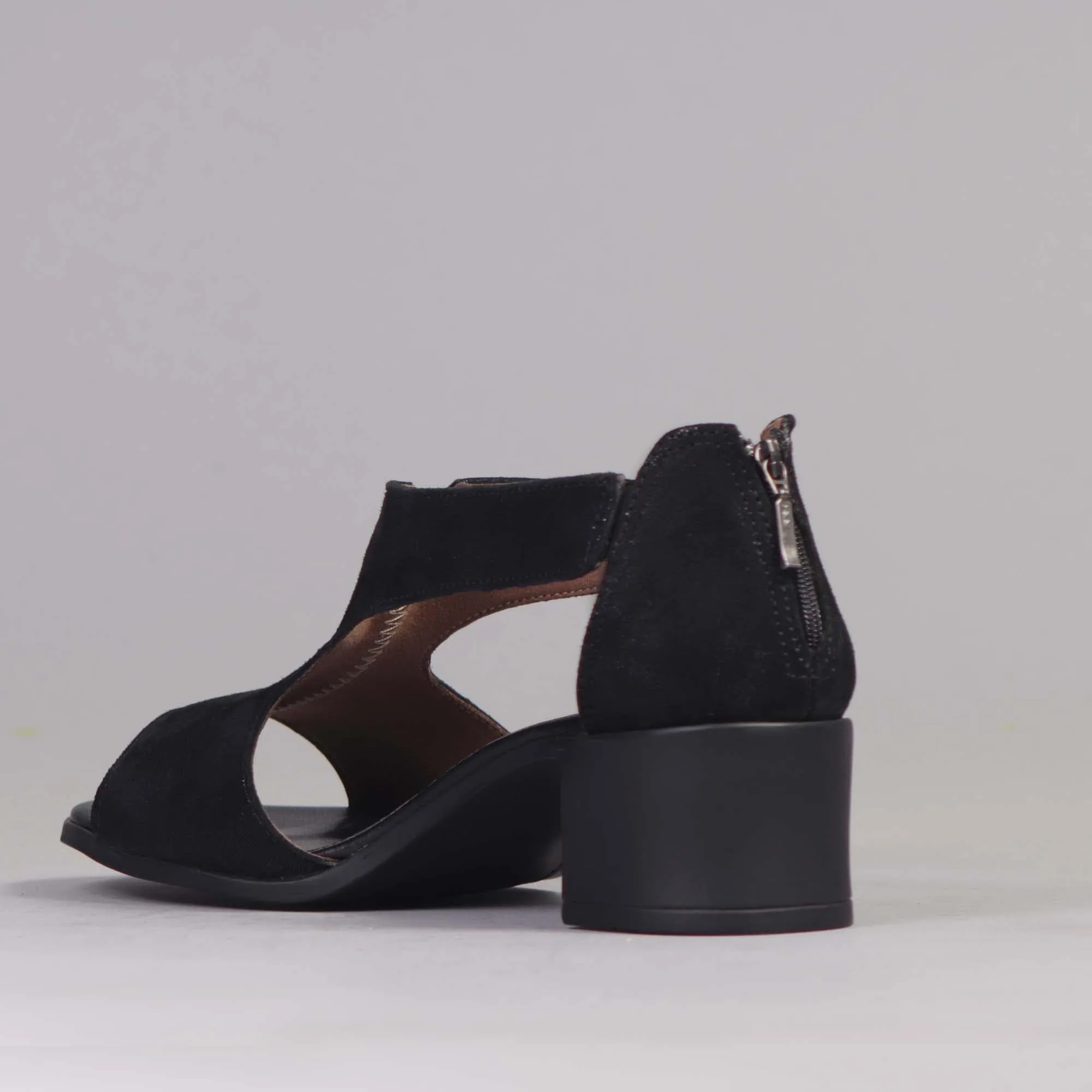 Block Heel T-Bar in Black - 12580