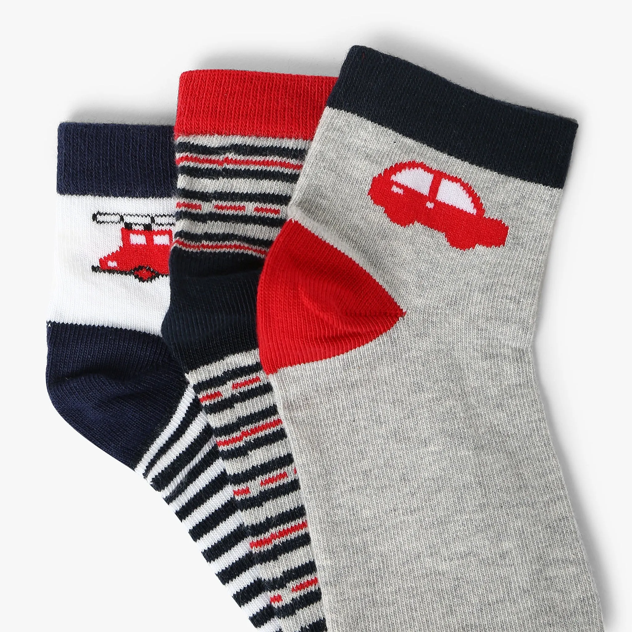 Boys Cotton Blend Ankle Length Socks (Pack of 3)