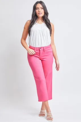 BUBBLE GUM PINK "ROYALTY FOR ME" MISSY HIGH-RISE HYPERSTRETCH WIDE LEG CROP JEANS