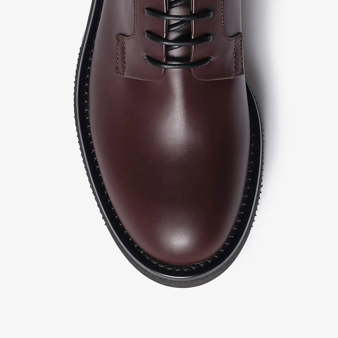 Burgundy women's leather derby