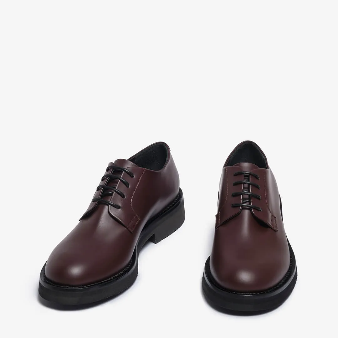 Burgundy women's leather derby