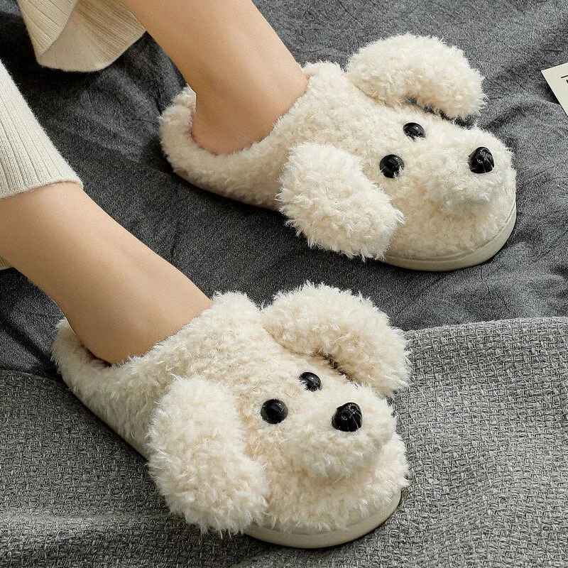 Cartoon Fluffy Dog Slippers