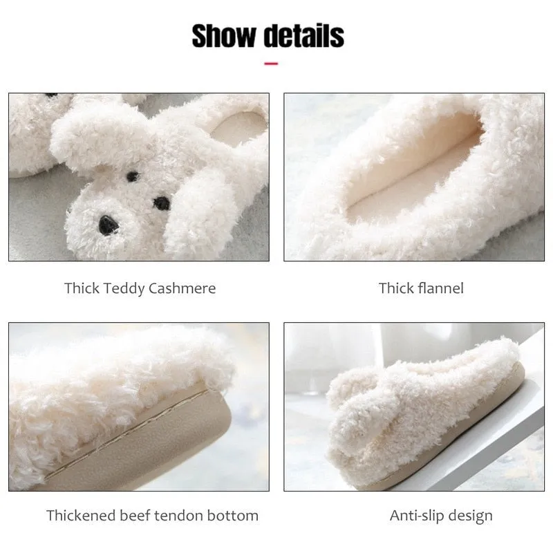 Cartoon Fluffy Dog Slippers