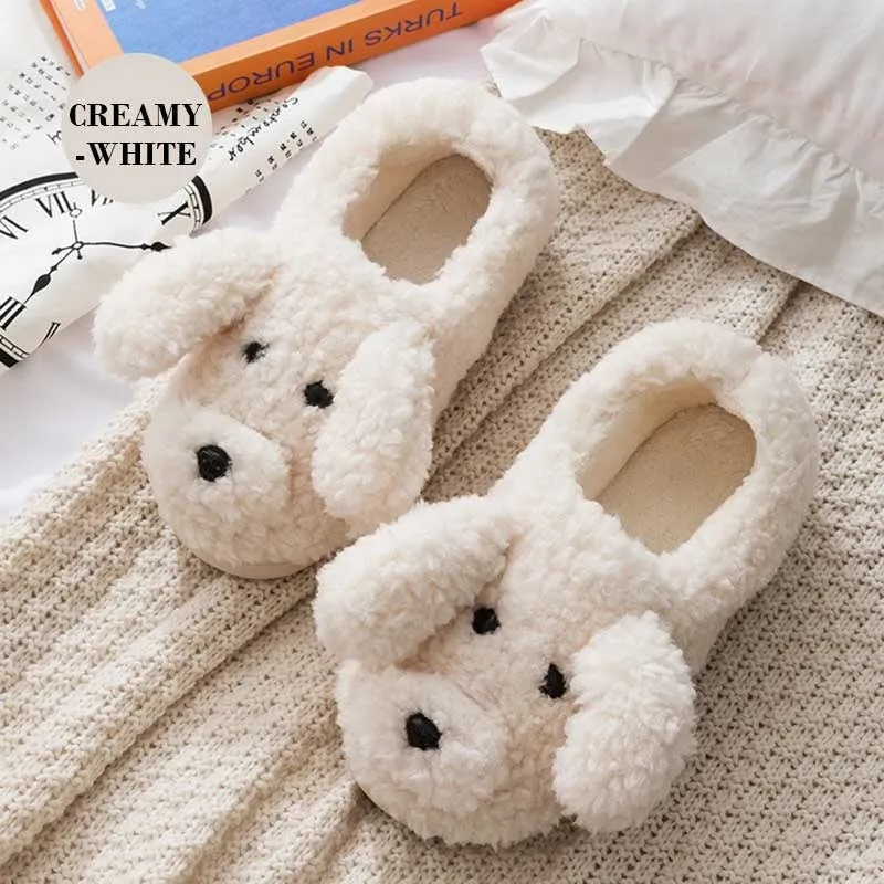 Cartoon Fluffy Dog Slippers