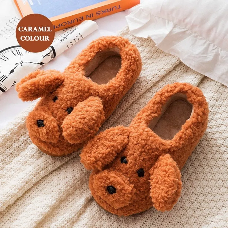 Cartoon Fluffy Dog Slippers