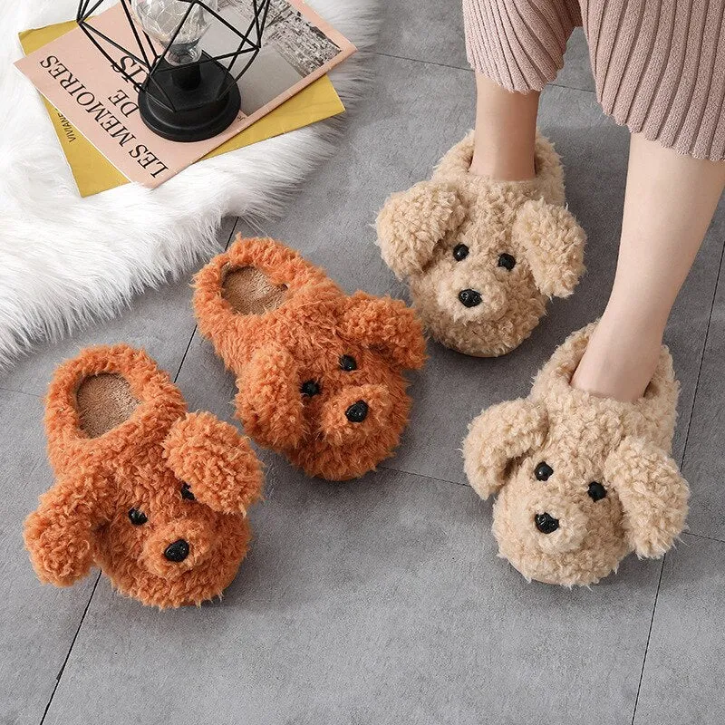 Cartoon Fluffy Dog Slippers