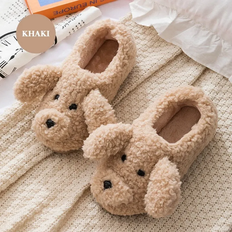 Cartoon Fluffy Dog Slippers