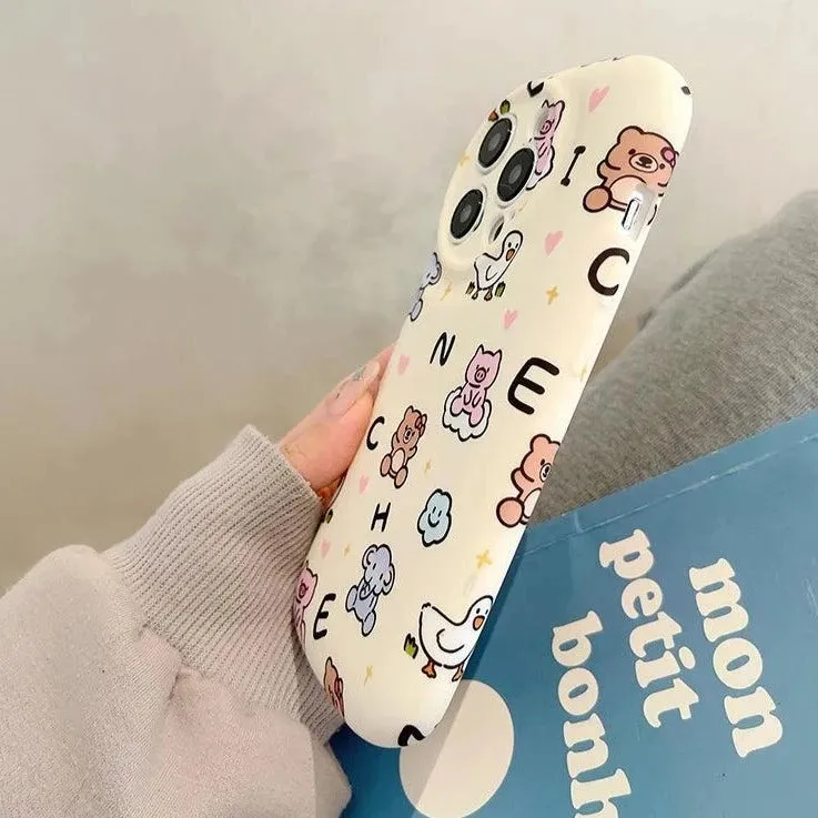 Cartoon Mini Animals Cute Phone Case For iPhone 11, 12, 13, 14, or 15 Pro Max