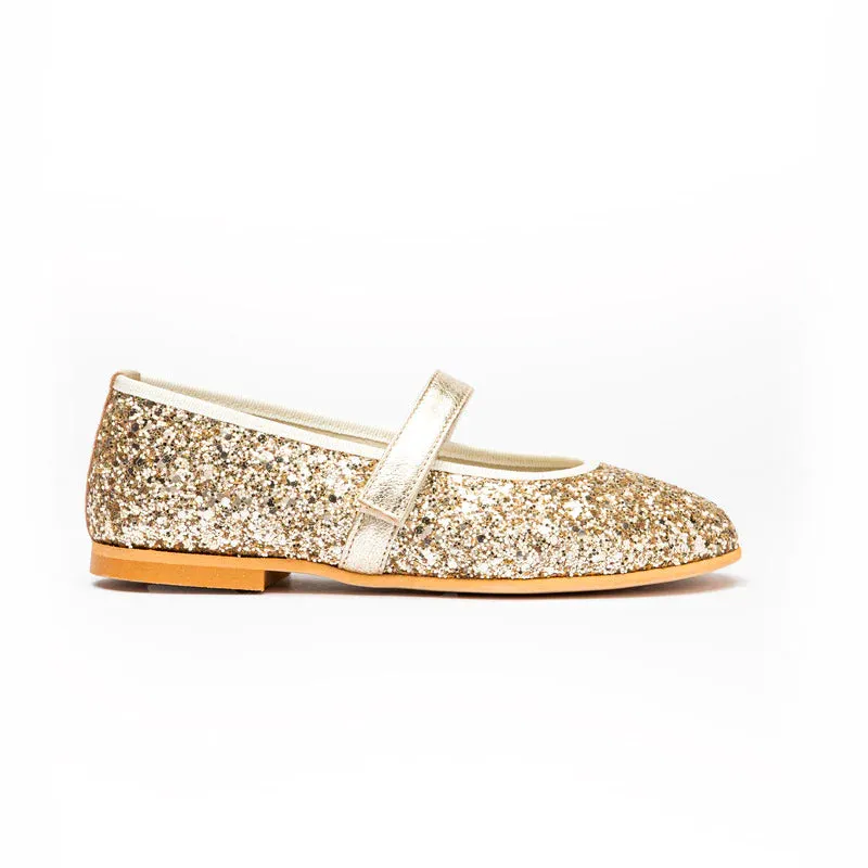 Classic Glitter Mary Janes in Gold