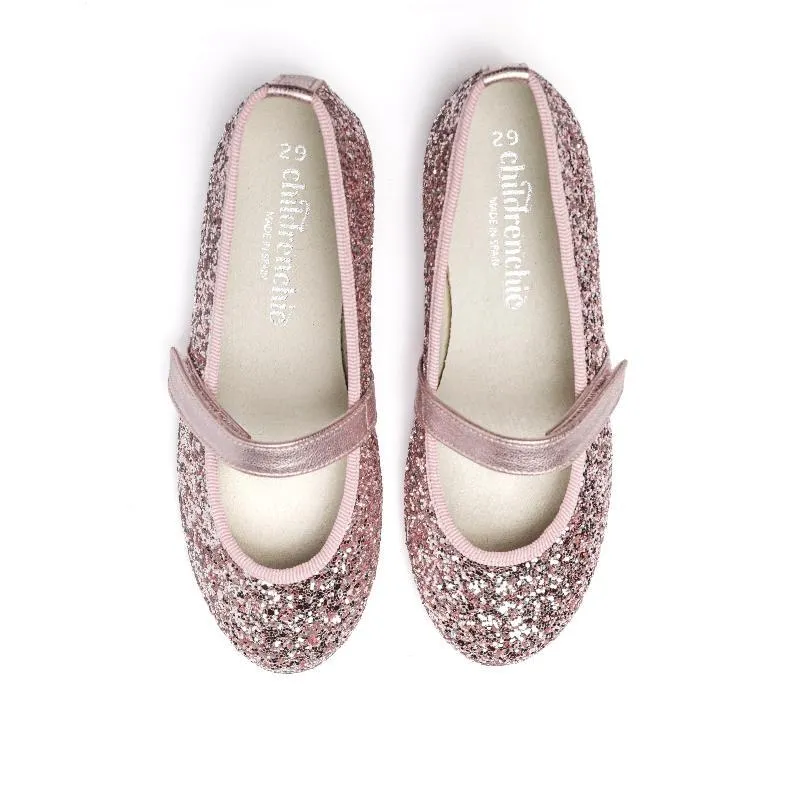 Classic Glitter Mary Janes in Rose