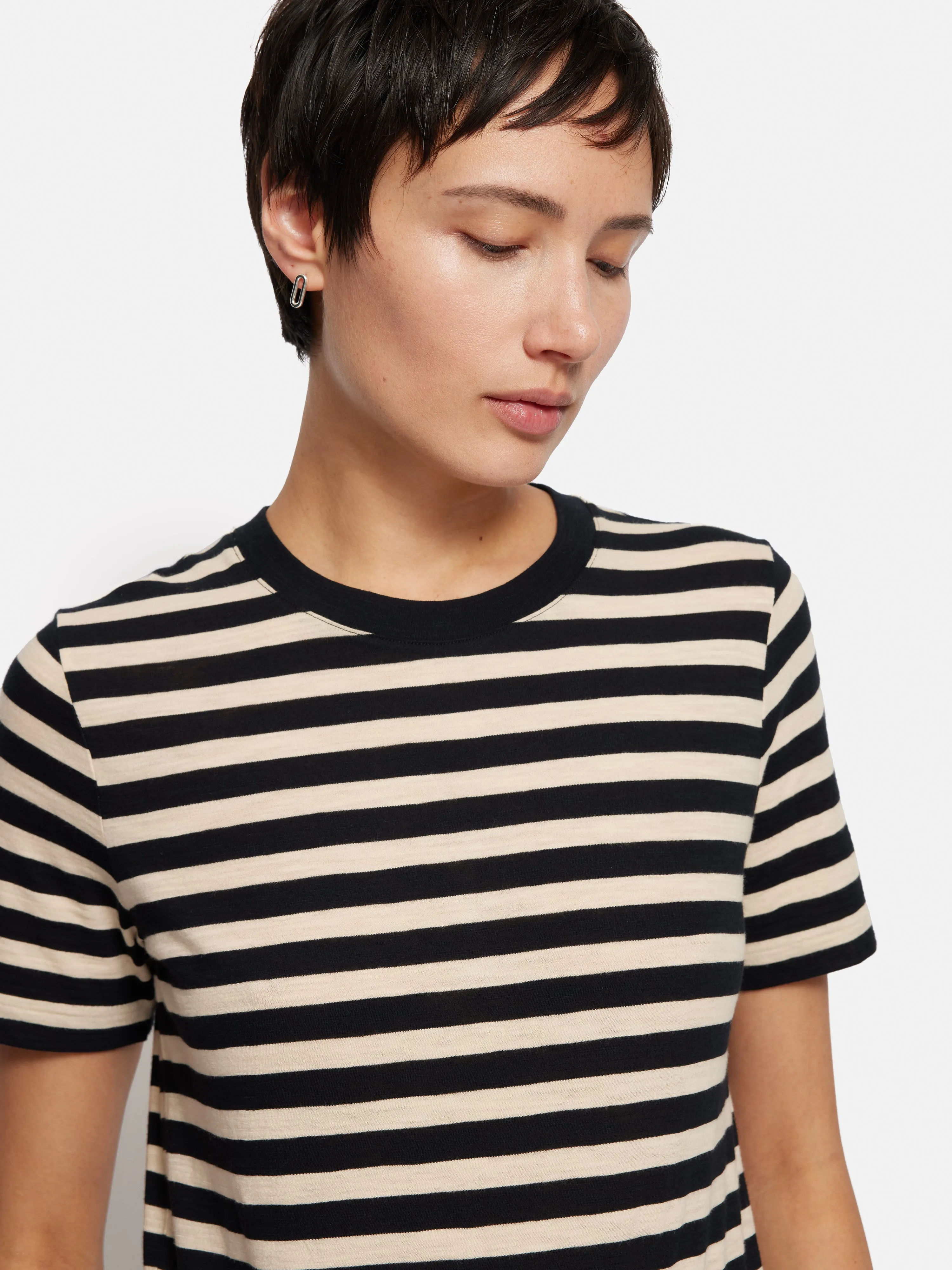 Cotton Slub Stripe Tee | Black