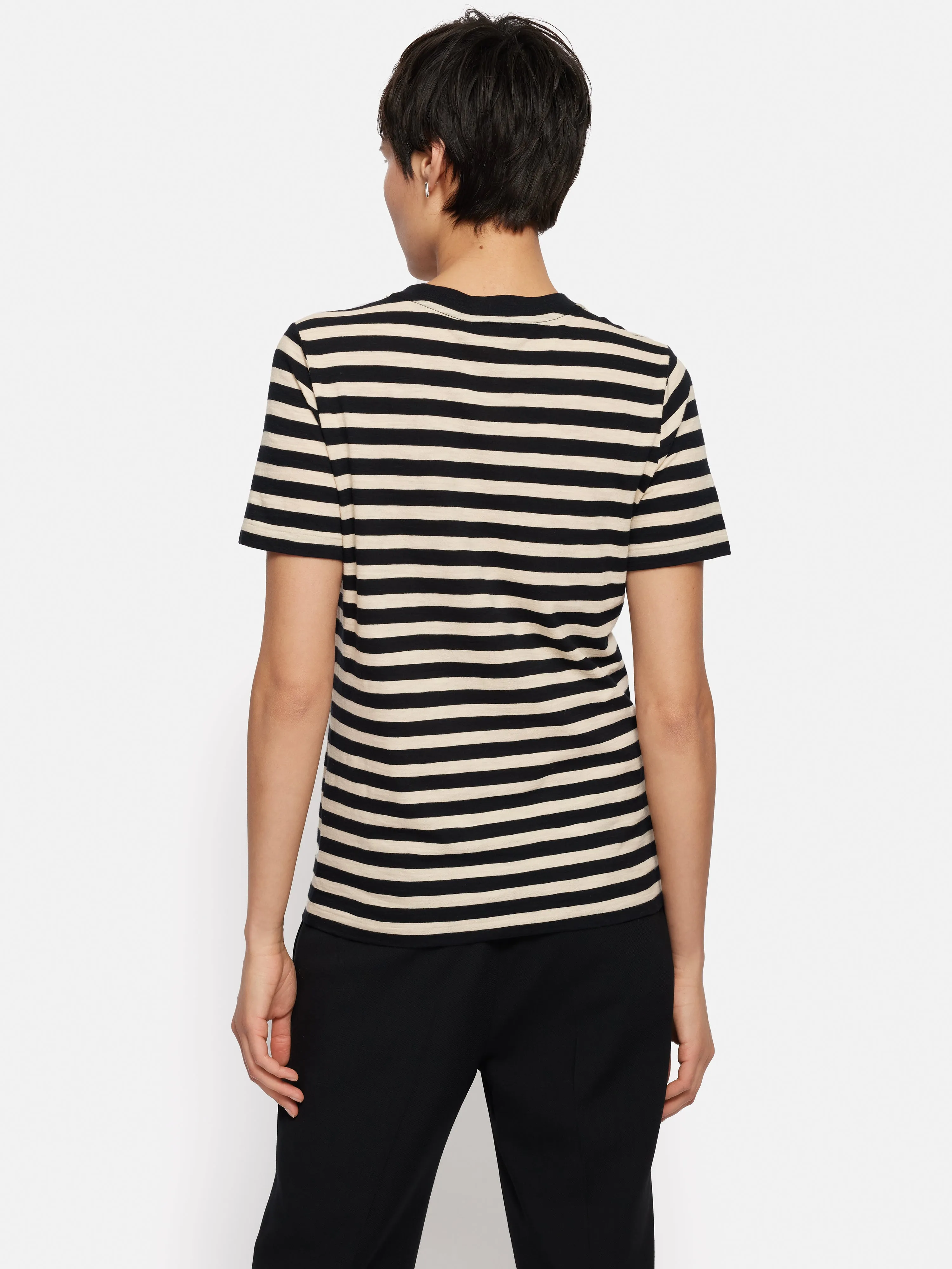 Cotton Slub Stripe Tee | Black