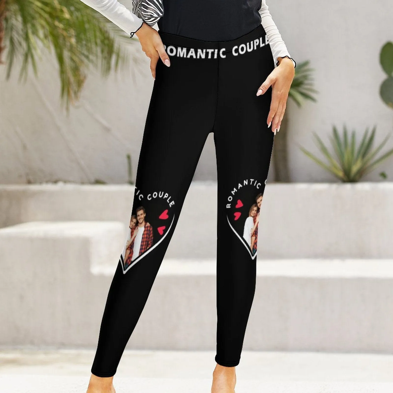 Custom Photo Couple Heart Leggings Design Your Own Leggings