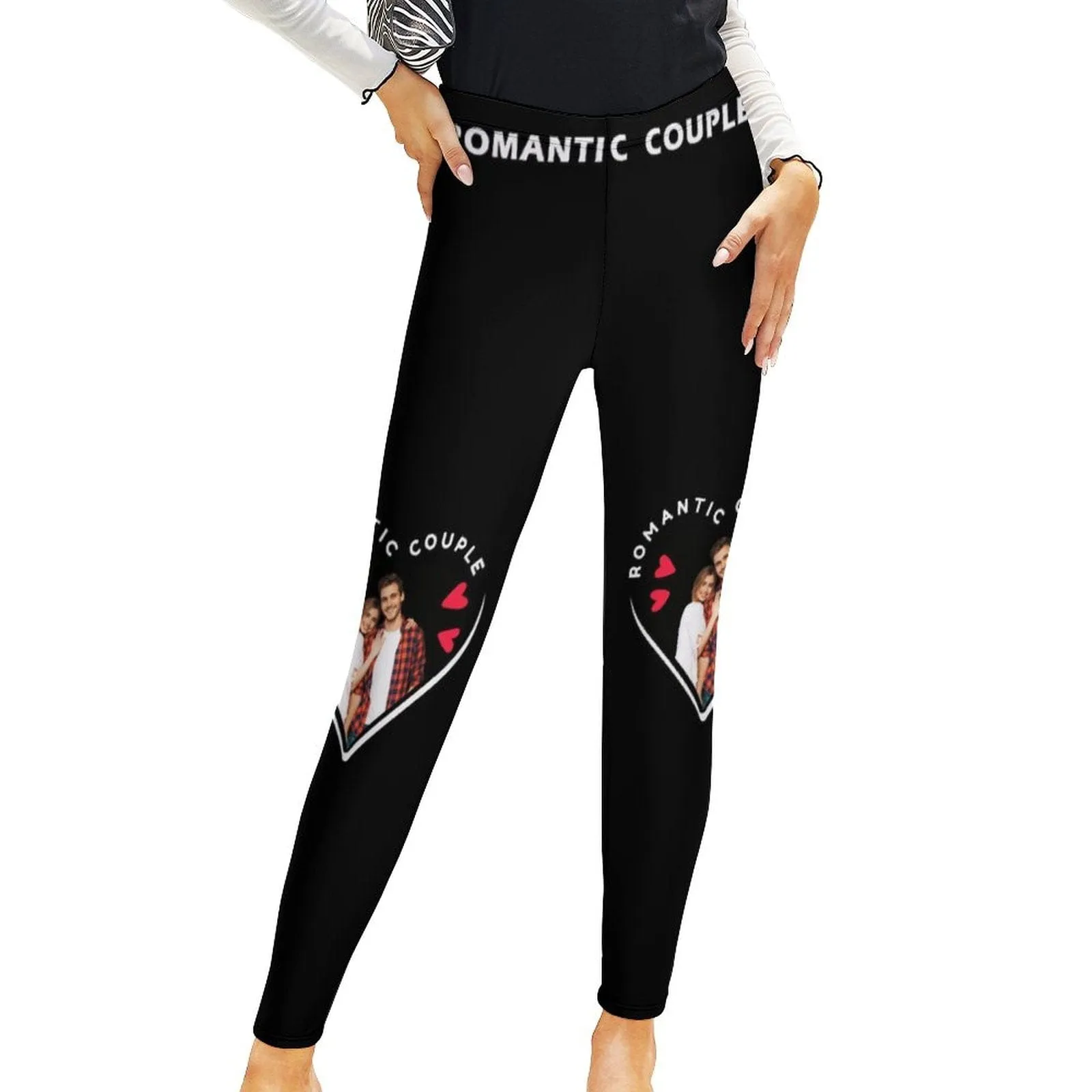 Custom Photo Couple Heart Leggings Design Your Own Leggings