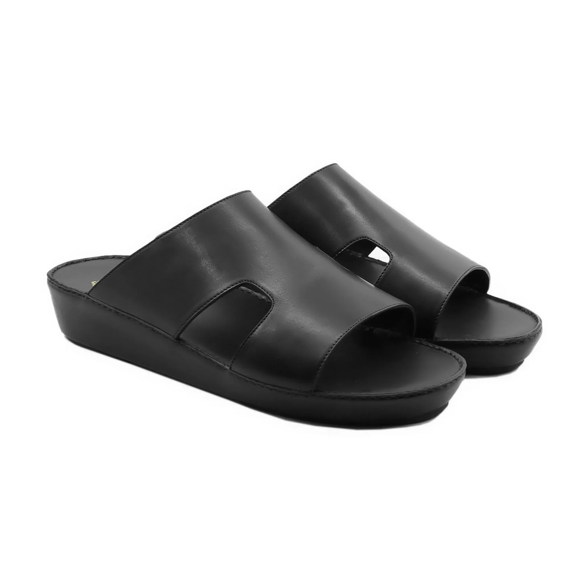 Darmsta - Men's Black Calf Leather Slipper