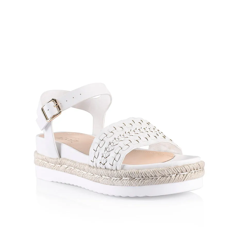 Disco Footbed Sandals - White Smooth