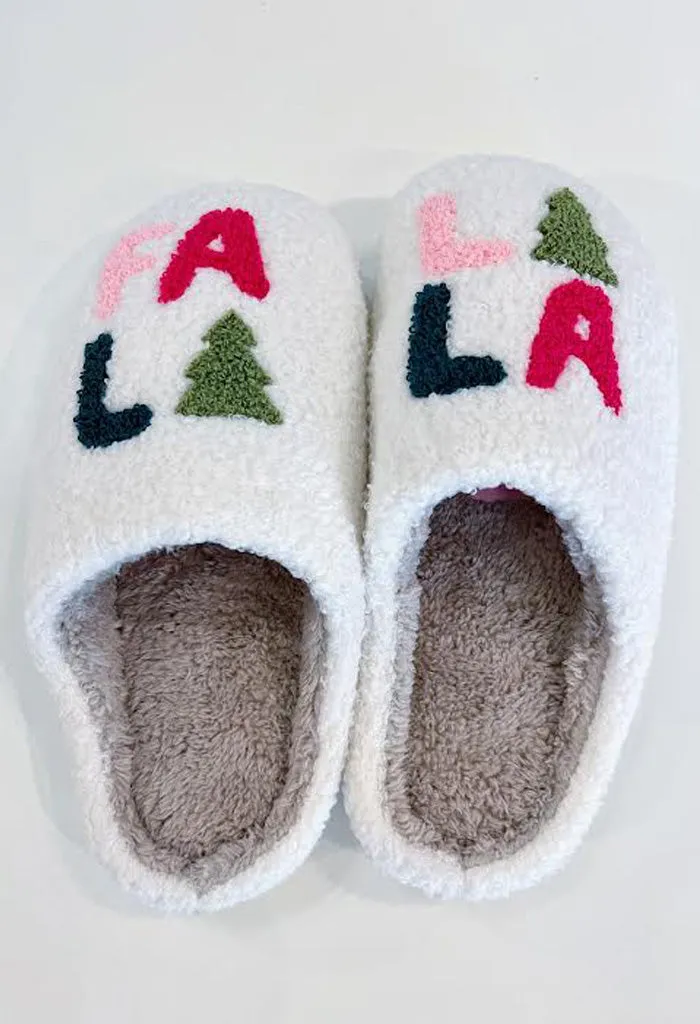 Fuzzy Teddy Slippers-White