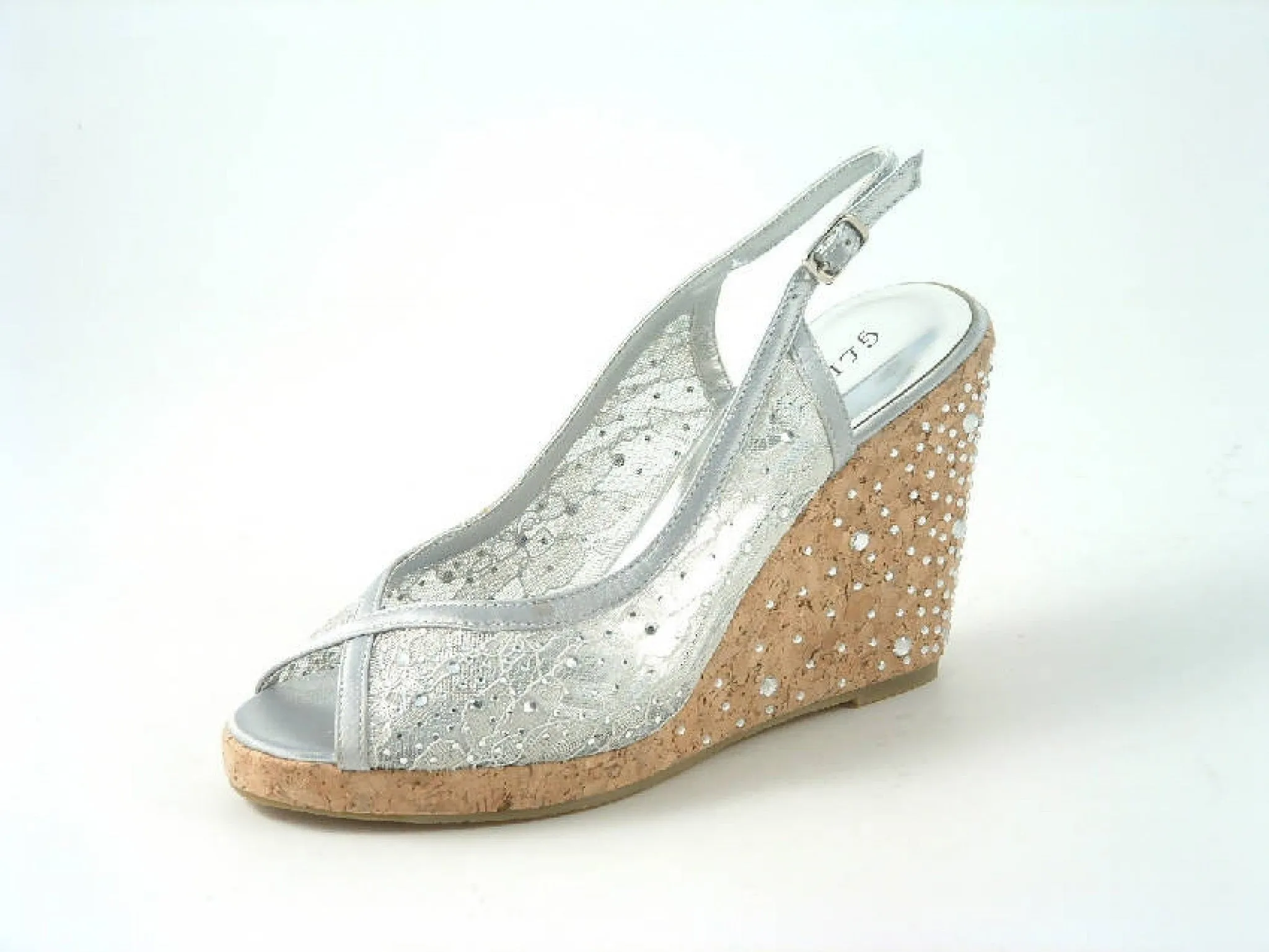 Glitz Shoes Diamante Satin Platform Wedge Sandals