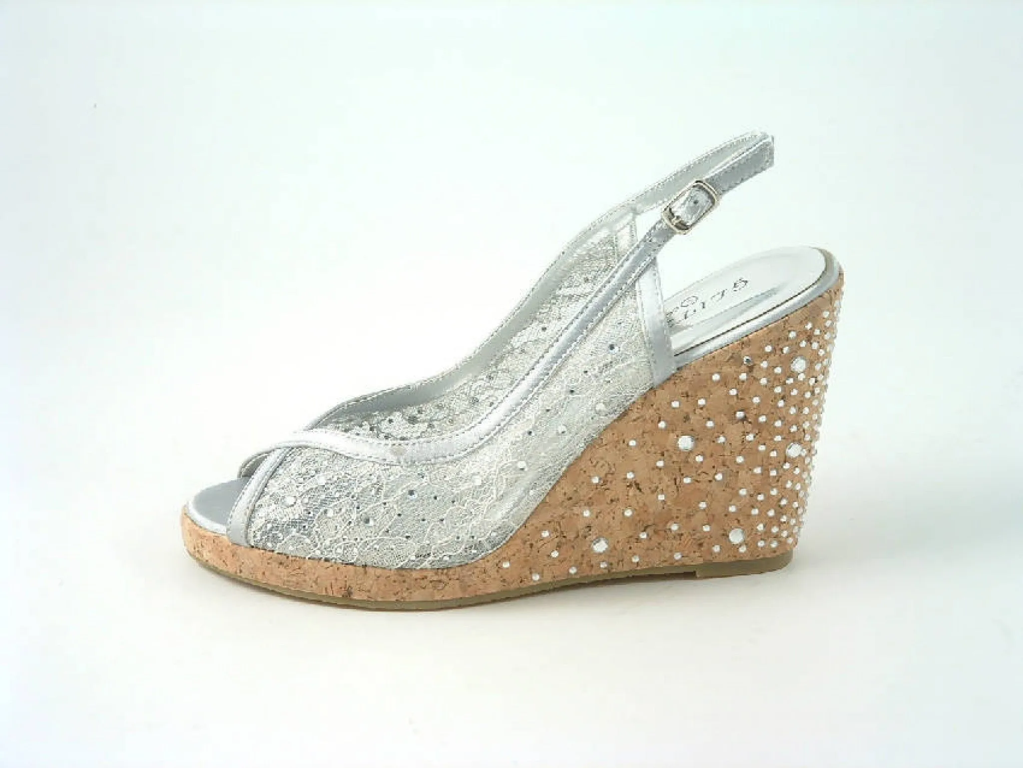 Glitz Shoes Diamante Satin Platform Wedge Sandals