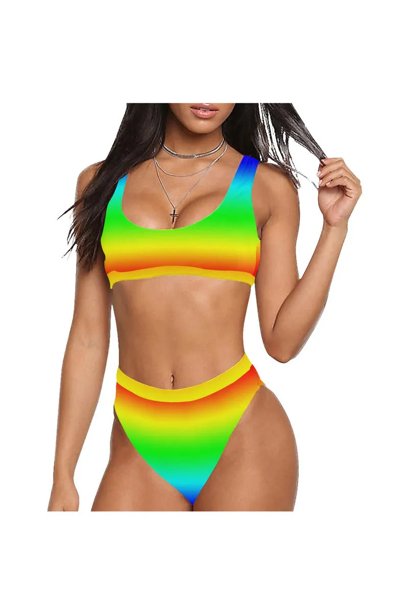 Gradient Art Sport Top & High-Waist Bikini Swimsuit