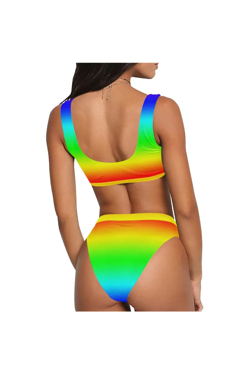 Gradient Art Sport Top & High-Waist Bikini Swimsuit