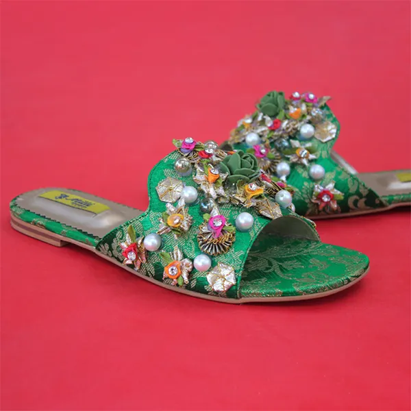 Green Fancy Slippers for women