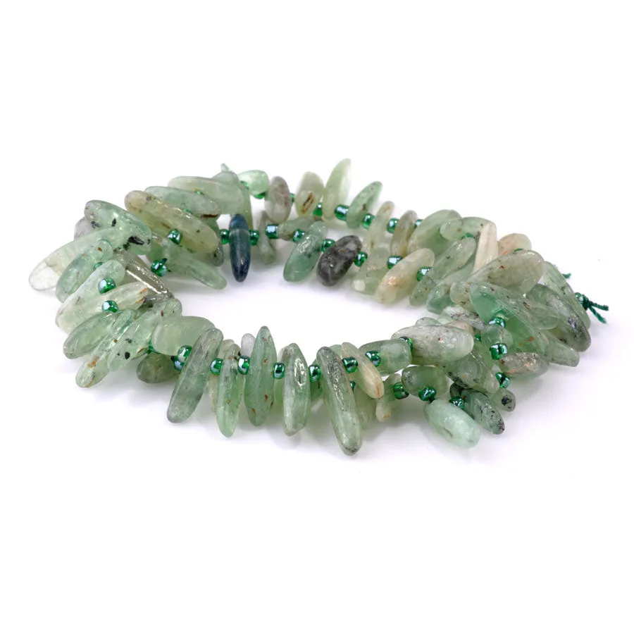 Green Kyanite 5x10-20mm Top Drill Teeth - 15-16 Inch