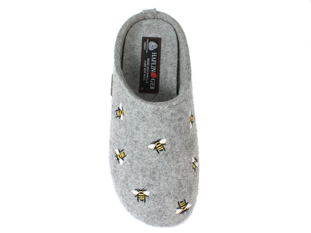 Haflinger Slippers Everest Bees Light Grey