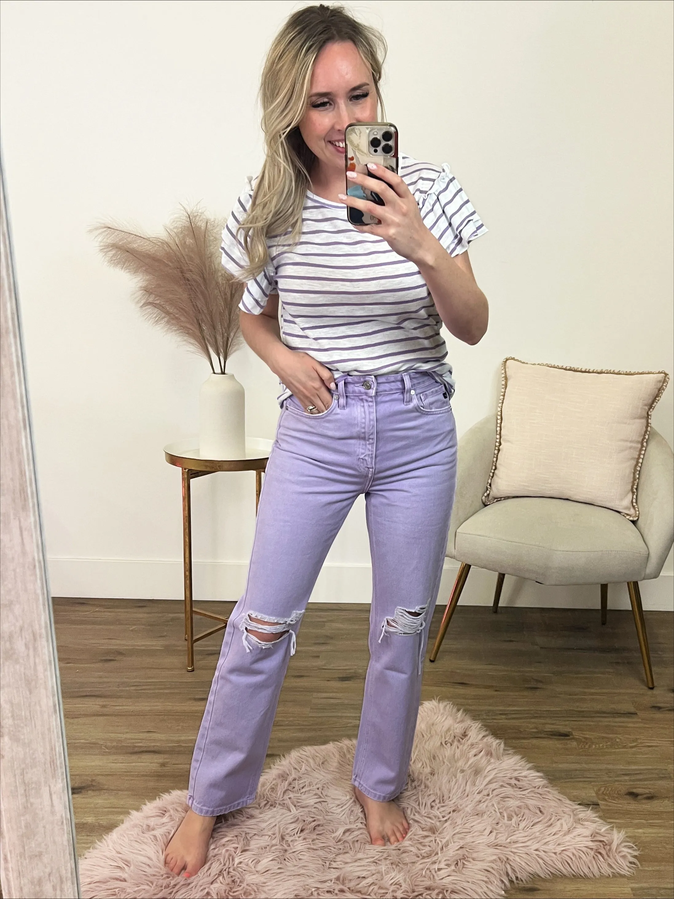 KanCan Falling Fast Straight Jeans - Lavender FINAL SALE