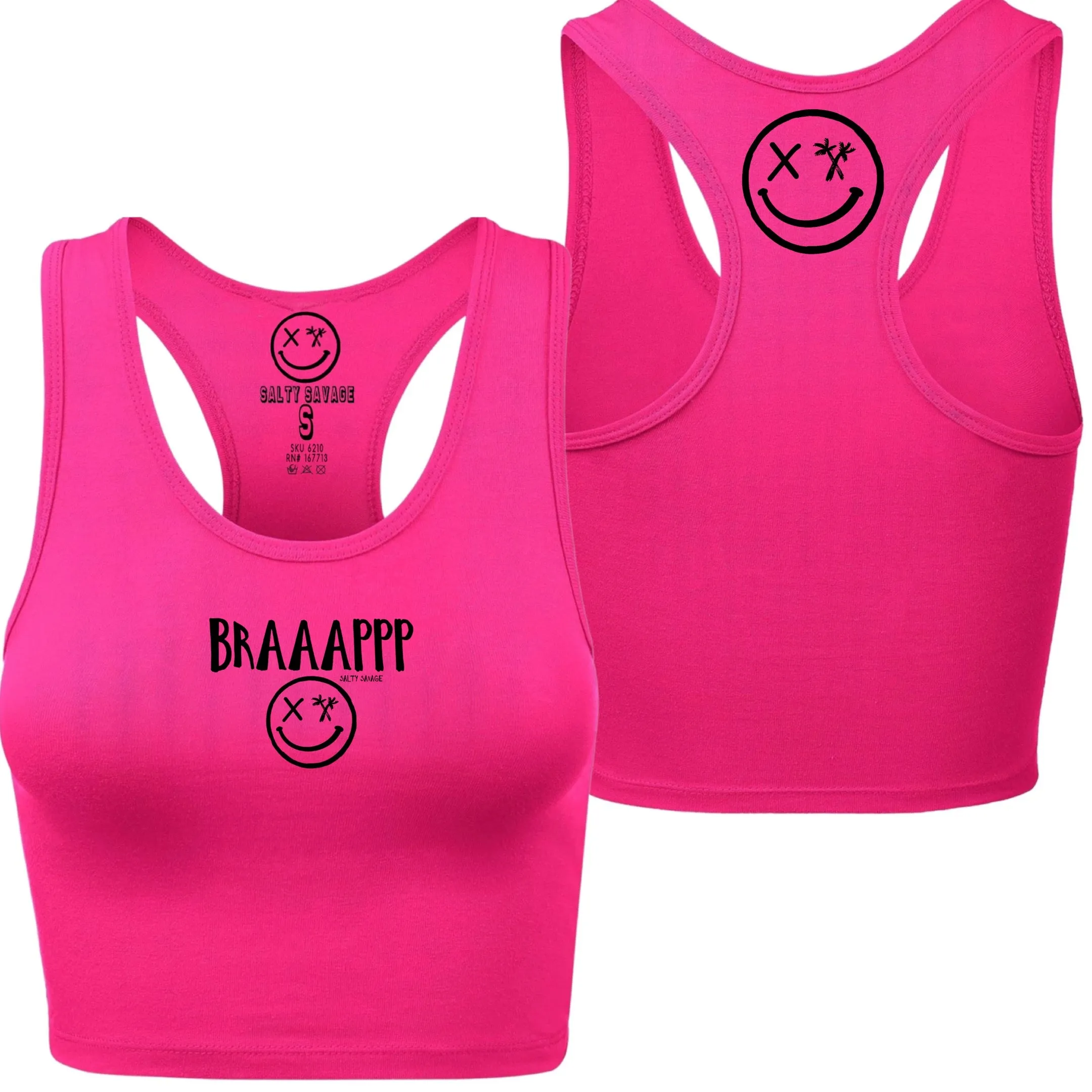 Ladies "BRAAAPPP" Racerback Crop Tank | Micro