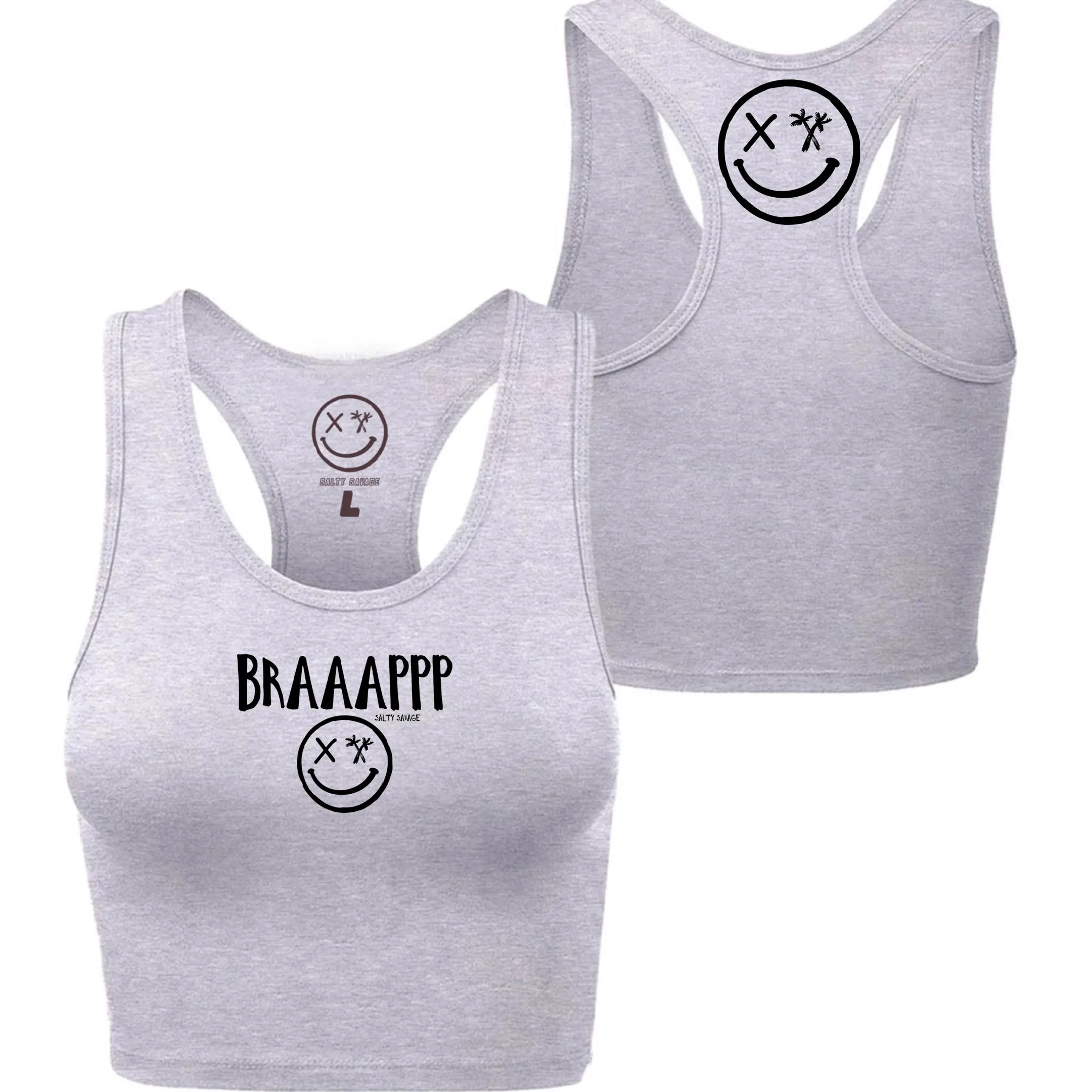 Ladies "BRAAAPPP" Racerback Crop Tank | Micro