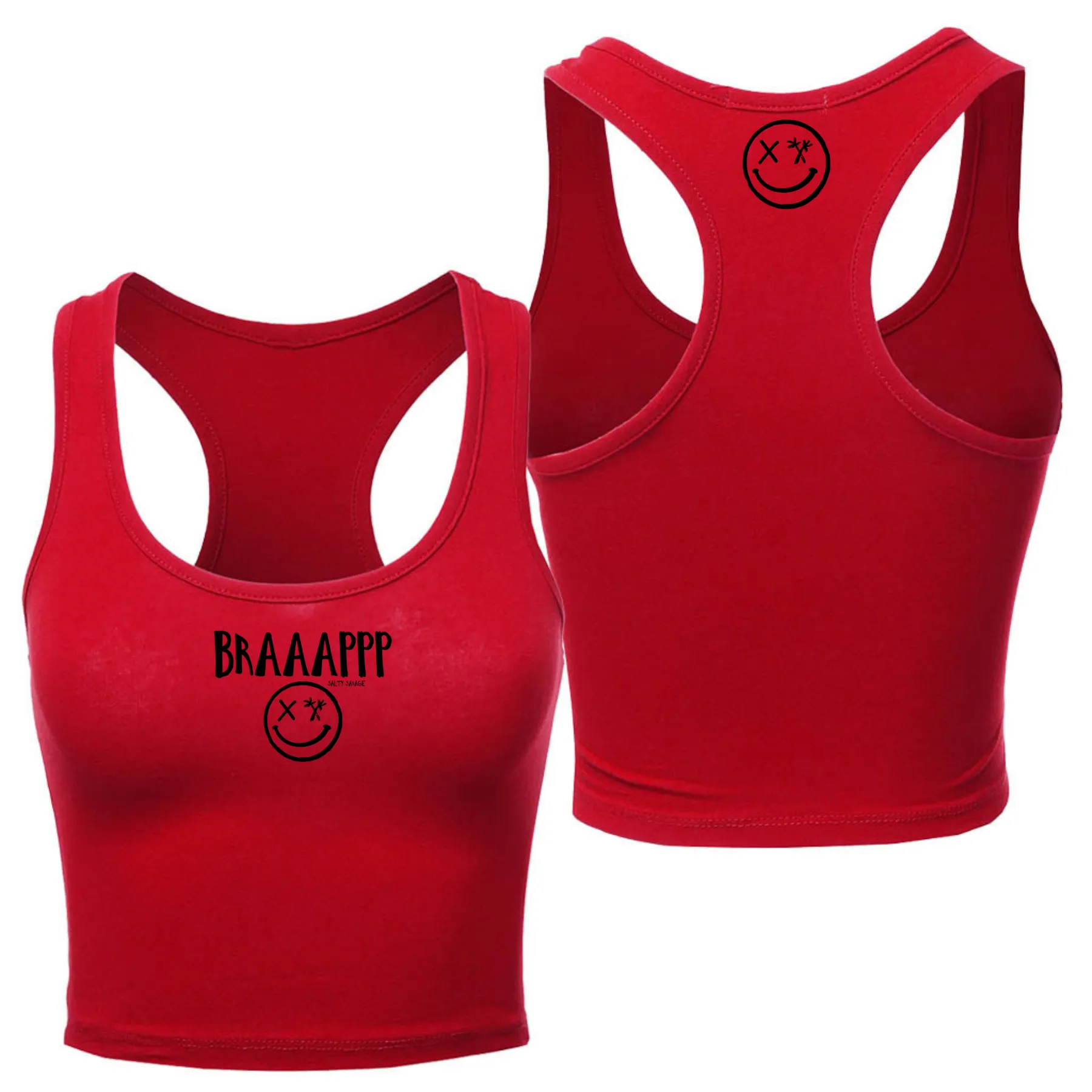 Ladies "BRAAAPPP" Racerback Crop Tank | Micro