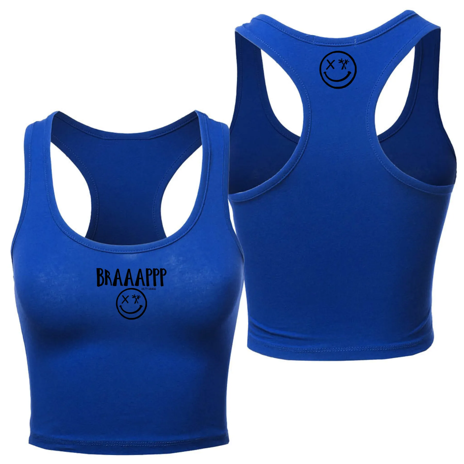 Ladies "BRAAAPPP" Racerback Crop Tank | Micro