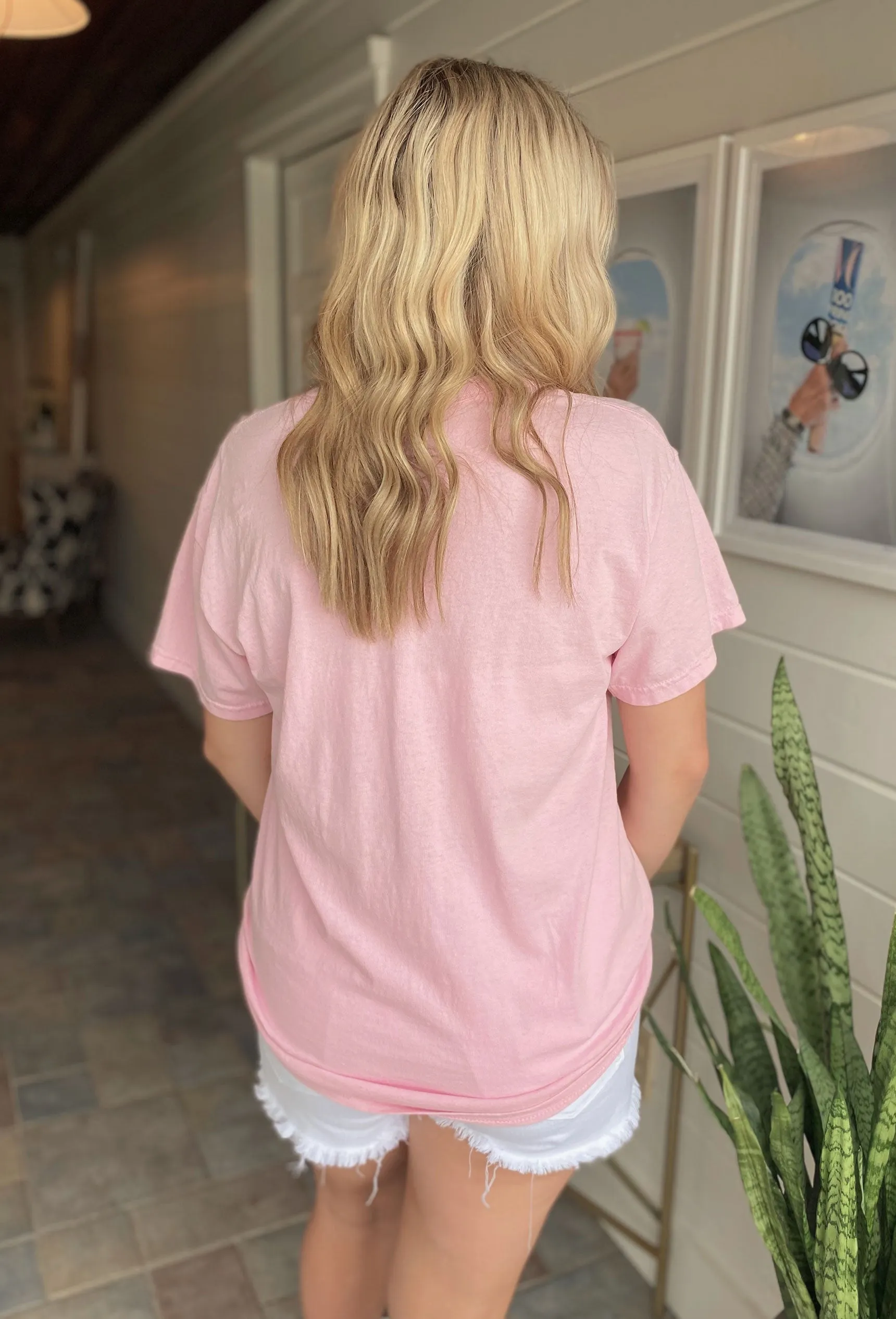 Malibu Overdyed Graphic Tee In Light Pink