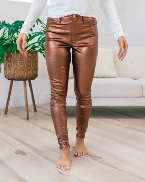 Metallic Skinny Jeans - Copper