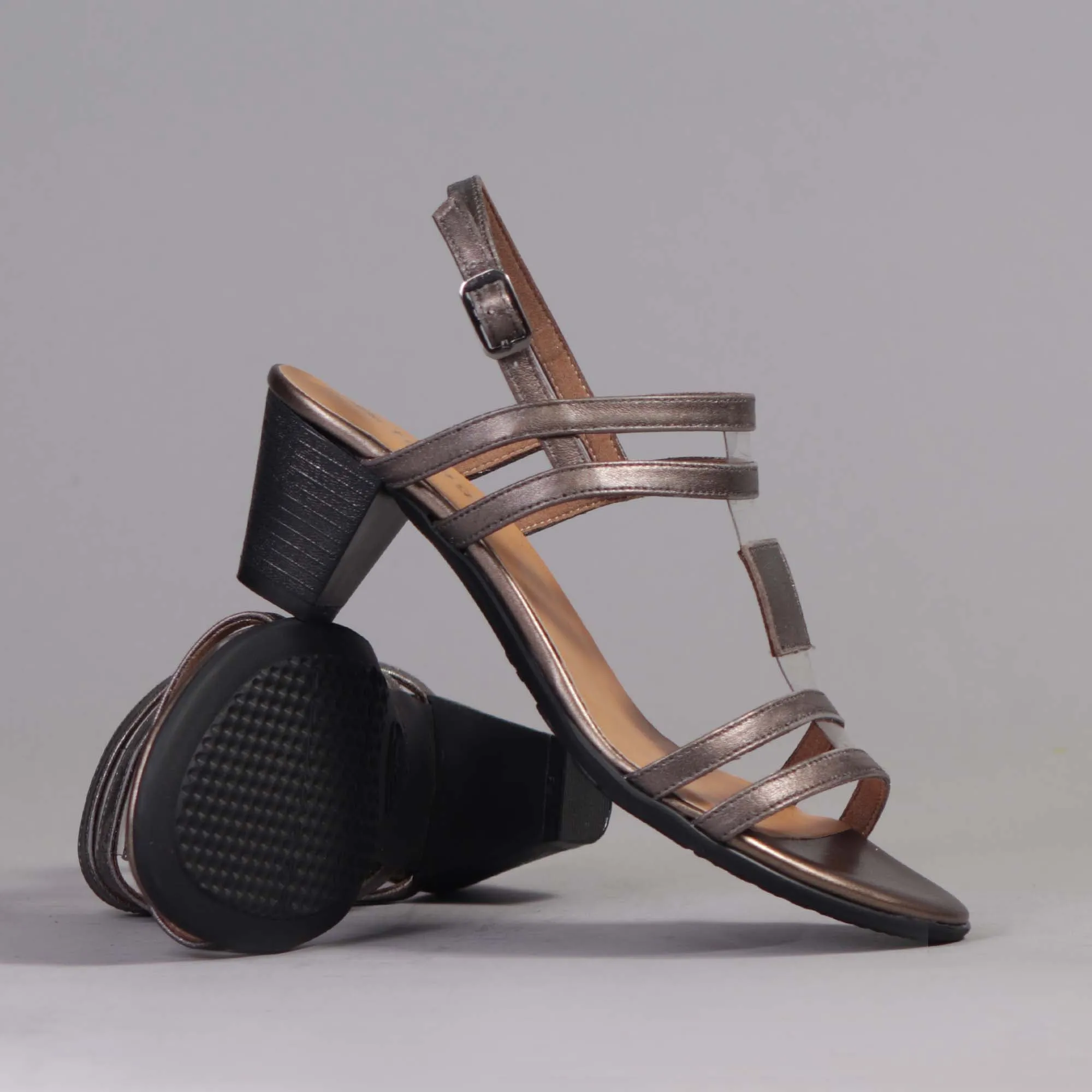 Mid Heel Slingback Sandal in Lead - 12574