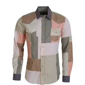 Multicolor Cotton Patchwork Slim Shirt