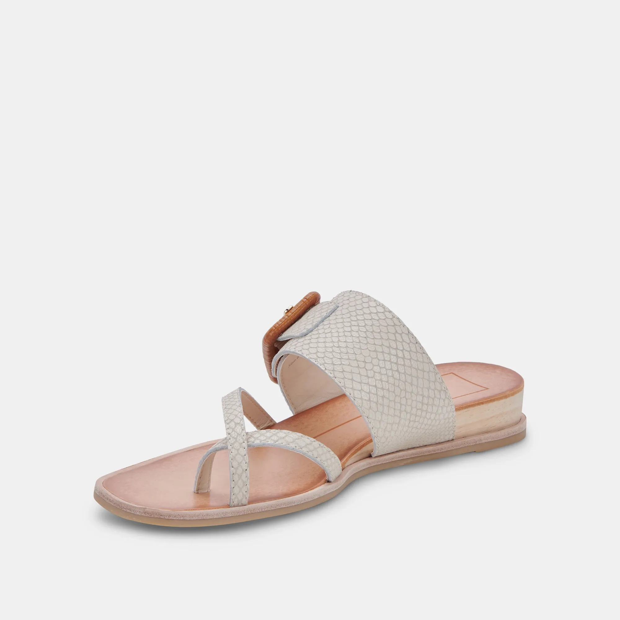 PERRIS SANDALS IVORY EMBOSSED LEATHER