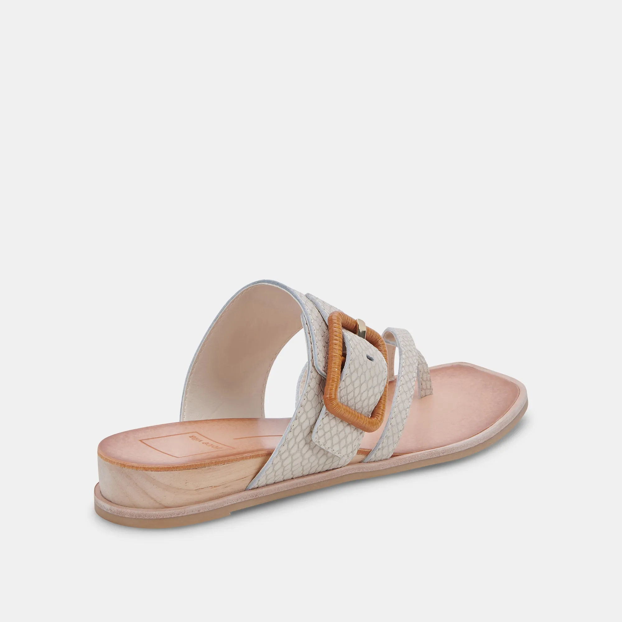 PERRIS SANDALS IVORY EMBOSSED LEATHER