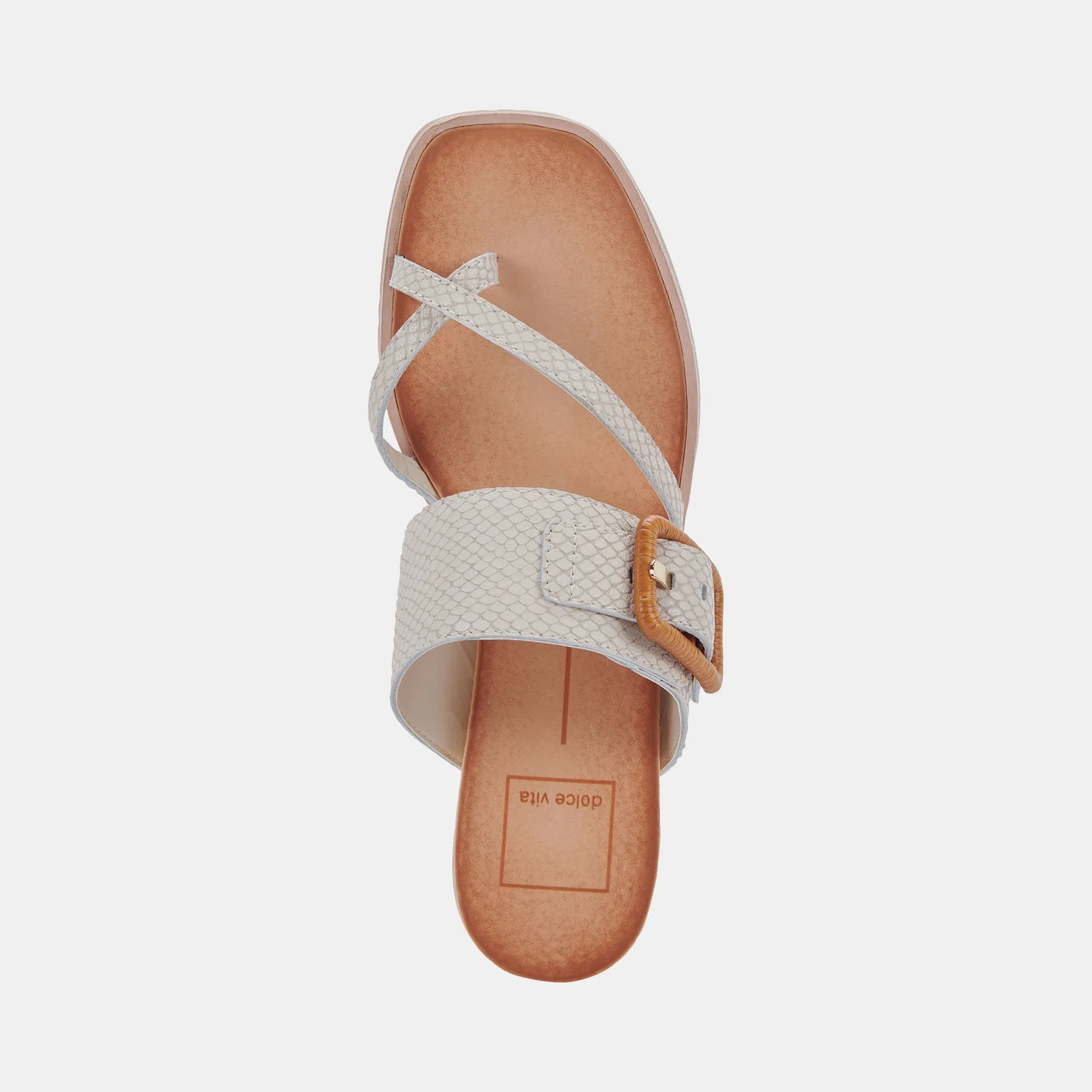 PERRIS SANDALS IVORY EMBOSSED LEATHER