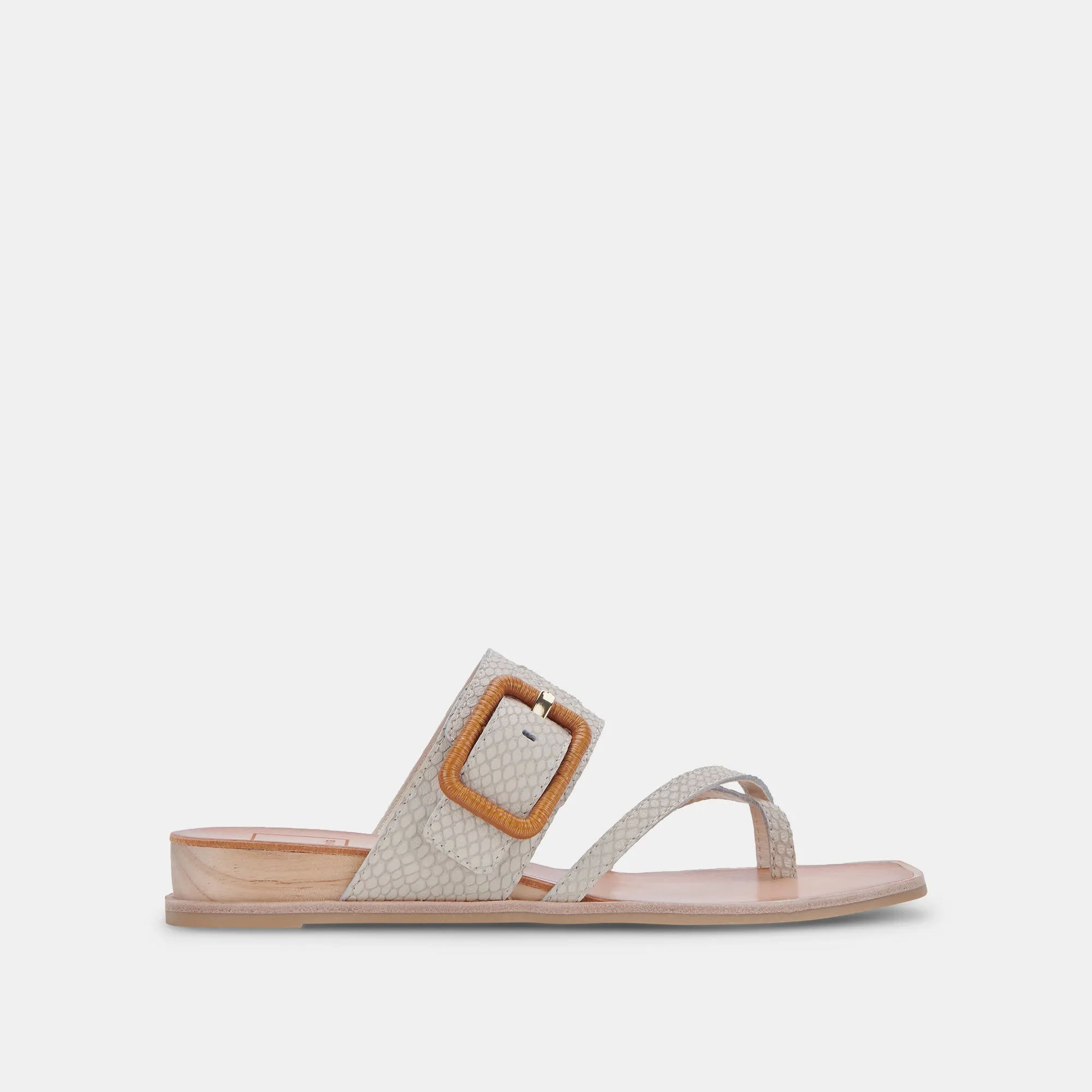 PERRIS SANDALS IVORY EMBOSSED LEATHER