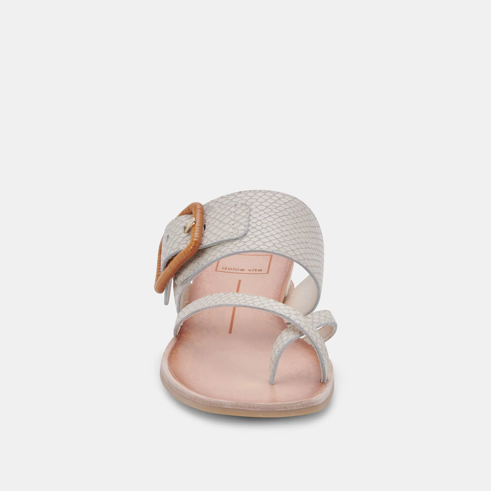 PERRIS SANDALS IVORY EMBOSSED LEATHER