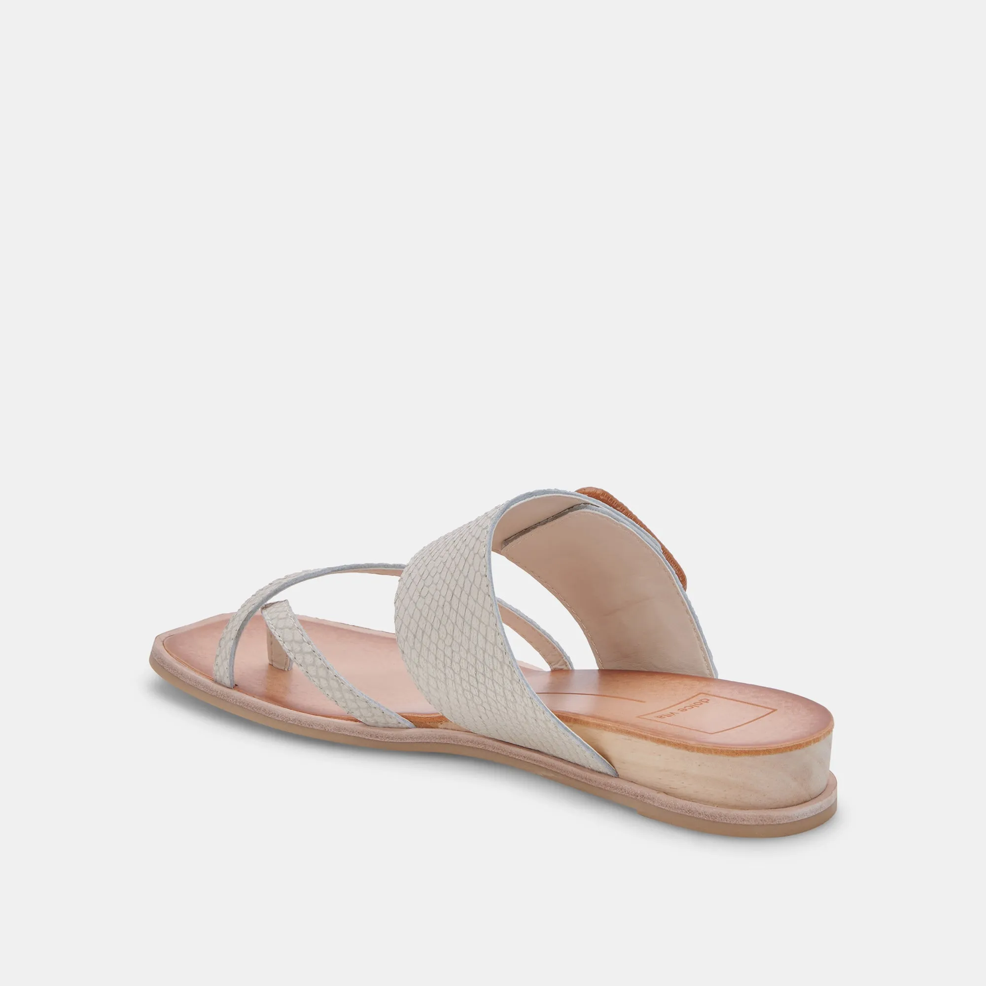 PERRIS SANDALS IVORY EMBOSSED LEATHER