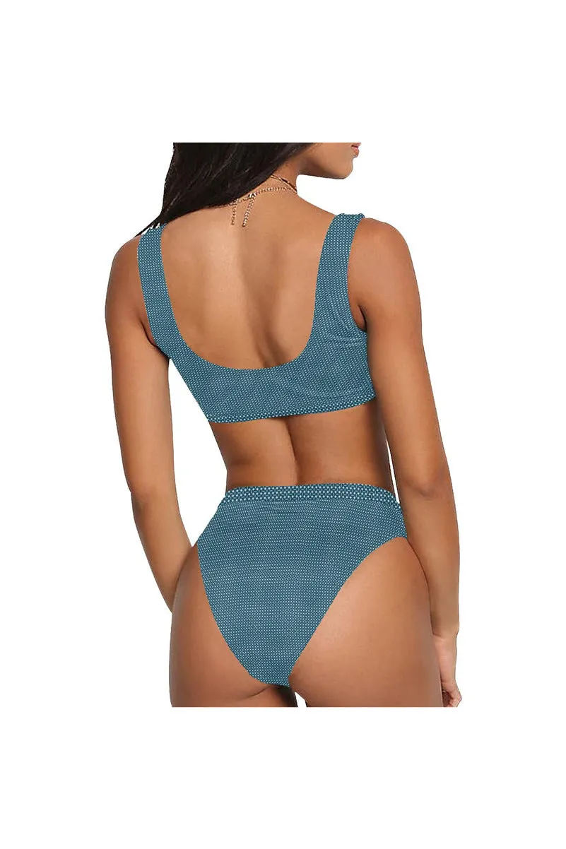 Stars and Dashes Sport Top & High-Waist Bikini Swimsuit