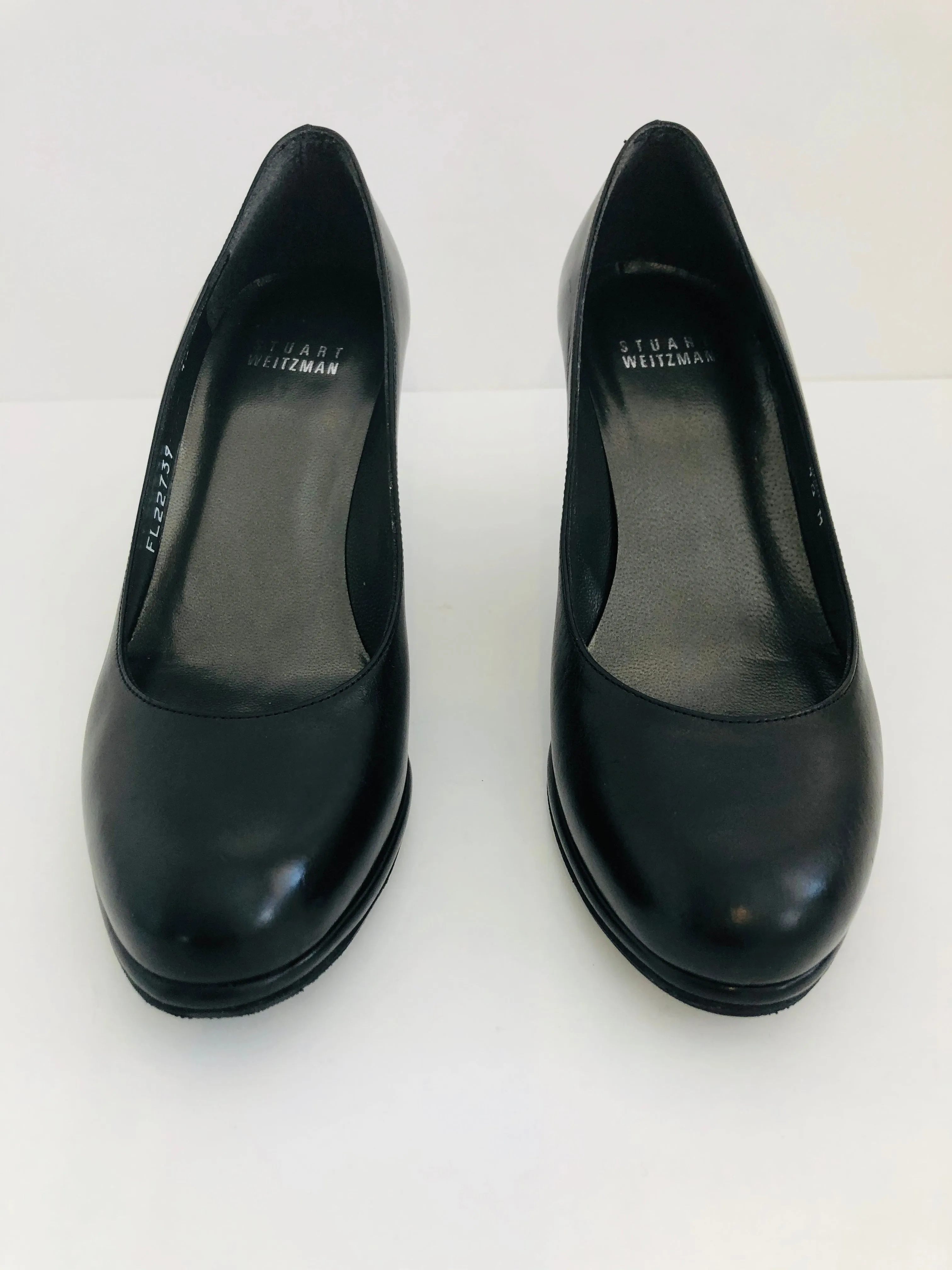 Stuart Weitzman Black Leather Heels Size 4.5 (NWT)